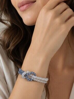 Handmade Glass Seed Bead Bracelet Gray And White Boho Jewelry